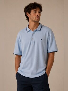 Lyle & Scott Men’s XXL‎ Light Blue Vertical Stripe Polo Shirt Cotton Casual